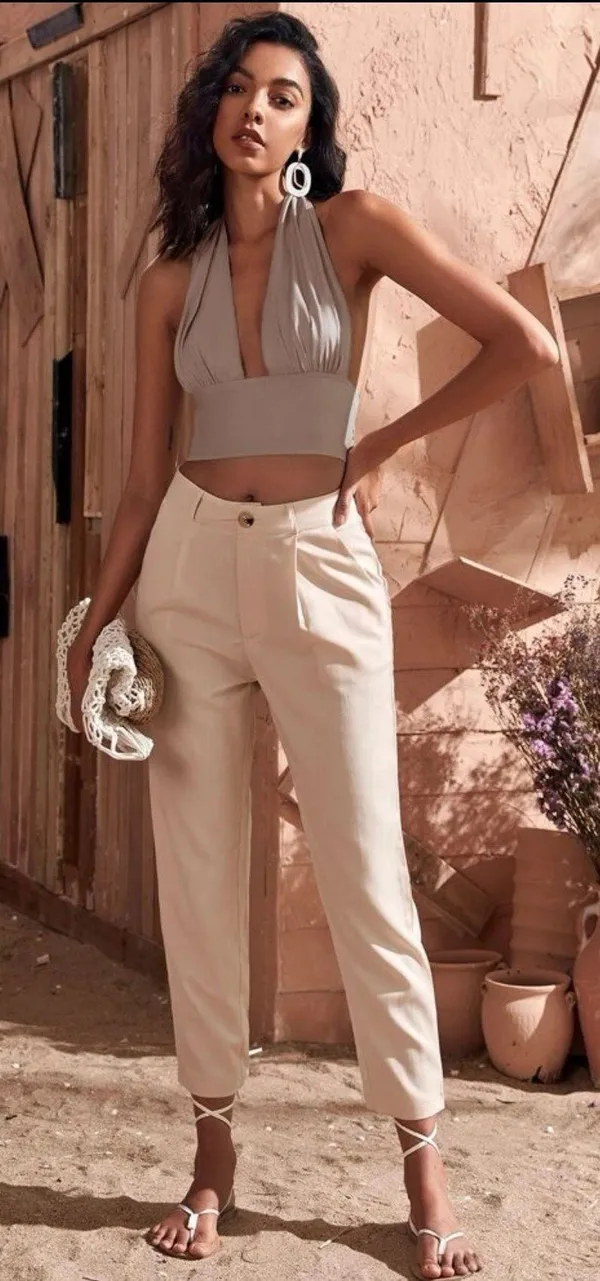 Halter Neck Plunging Top - Image 3