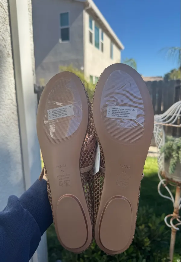 NWT Mango Tan Mesh Ballet Flats  - Image 3