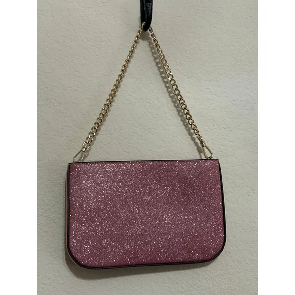 NEW Kate Spade Purse Glimmer Glitter Shoulder Bag Pink Sparkly Gold Chain Whimsy - Image 7