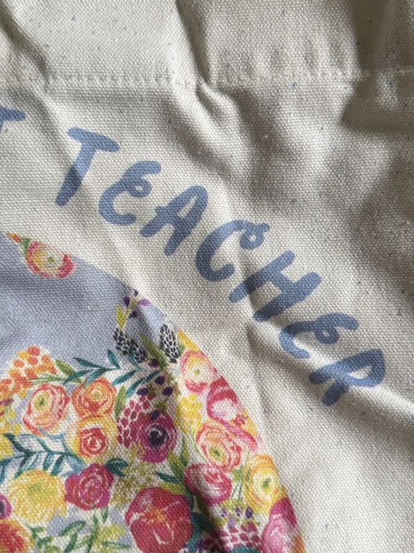 Canvas nwt World's Best Teacher Tote Bag floral - Image 2