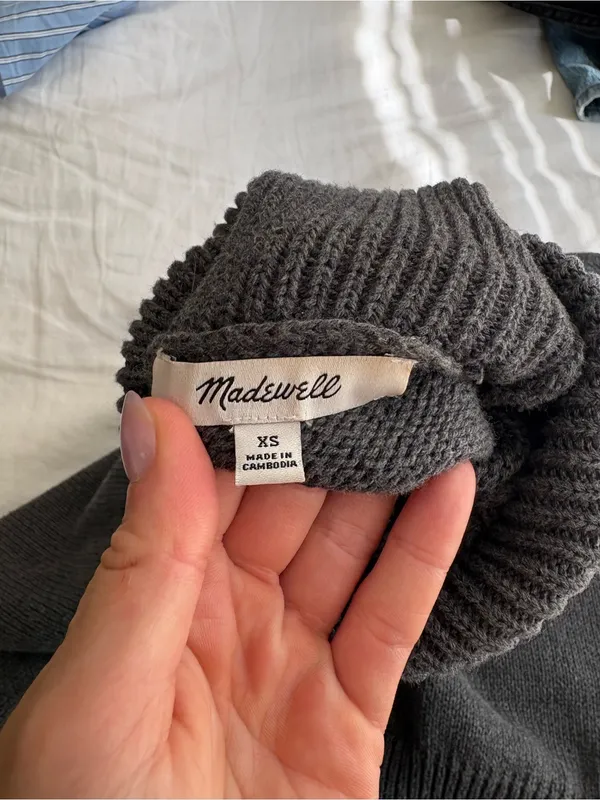 Madewell Gray Ribbed Turtleneck Sweater - Image 3