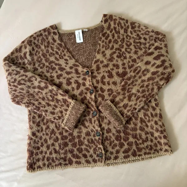 ASOS Collusion Fluffy Leopard Print V-neck Cardigan - S - Image 2