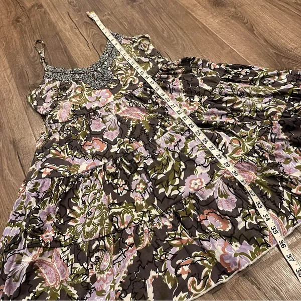 Free People Western Royalty Beaded Dark Floral Boho Sundress S Whimsigoth Fairy - Image 11