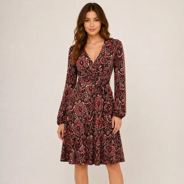 ANTHROPOLOGIE MAEVE Floral Paisley Wrap Front Dress With Belt Sz XS - Image 15