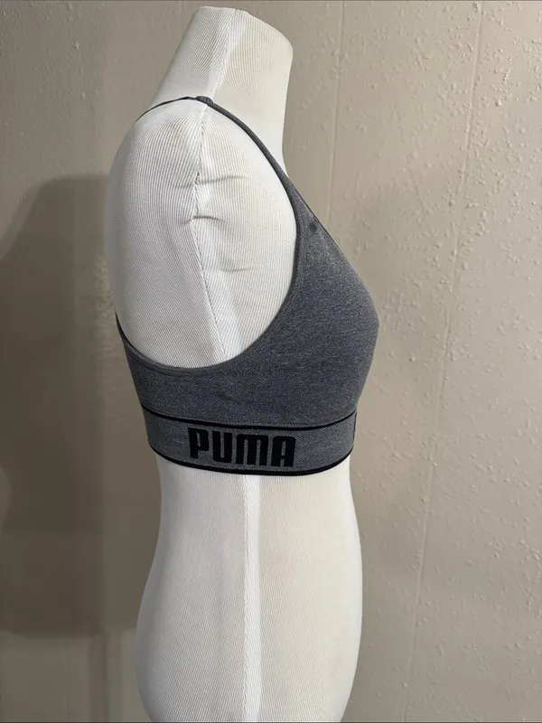 Puma Grey Seamless Racerback Sports Bra - Image 4
