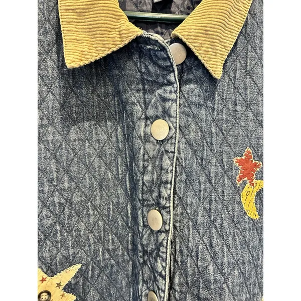 Don't Mess With Texas Quilted Denim Barn‎ Jacket XL Blue Patchwork Corduroy XL - Image 6