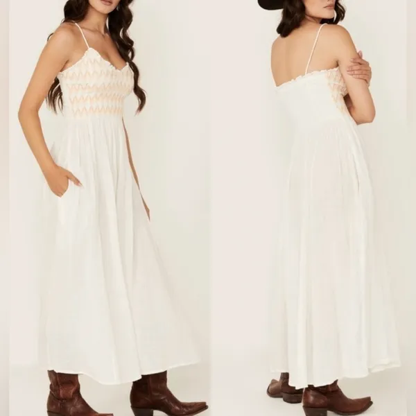 NWOT FREE PEOPLE sweet nothings midi dress in marshmallow white sz S - Image 2