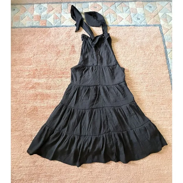 Entro Black Tiered Halter Dress Ruffle Neck Size S - Image 8