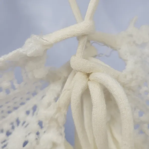 Hello Molly Crochet Lace Dress Womens 4 White Tie Back Summer Beach Vacay Boho - Image 13