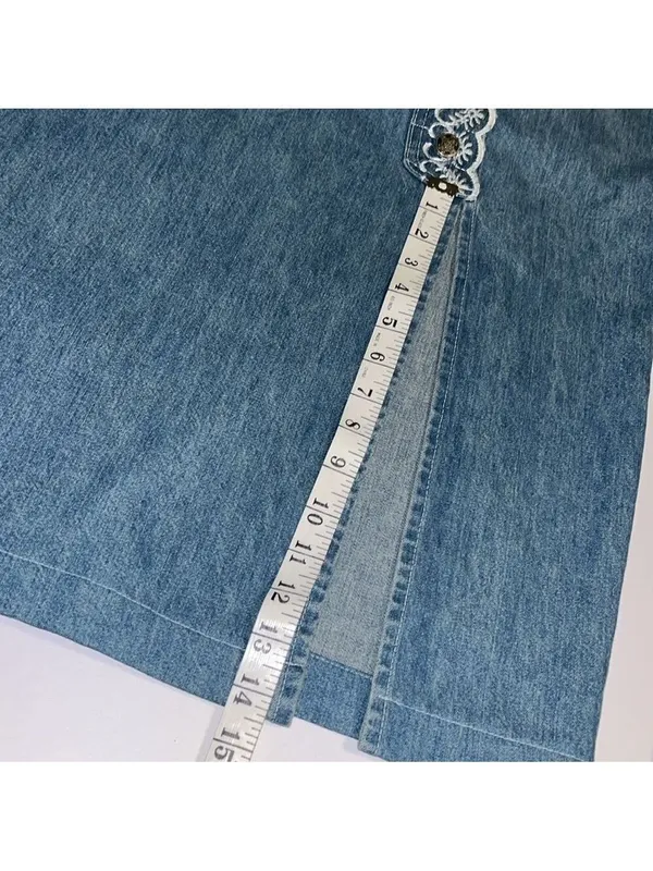 Vintage Jean skirt • lace embroidered detail • 90s • made in USA • SWITCH - Image 5