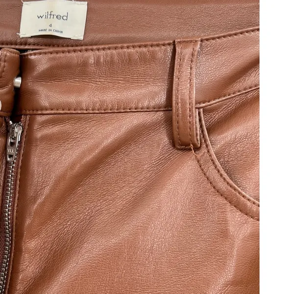 Aritzia Wilfred Melina Pants Vegan Faux Leather High Waist Brown Size‎ 4 - Image 7