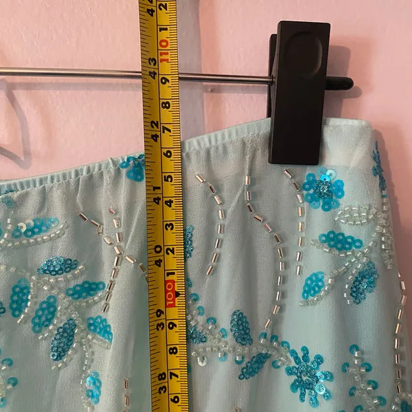Blue Allover Beaded Sequin Maxi Skirt Resort Vacation Glam Women's size Medium - Image 9