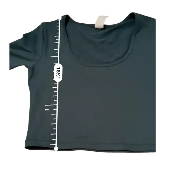 Paragon Fitwear Green Cropped Workout Top Womens Medium‎ Scoop Neck Active Tee - Image 5