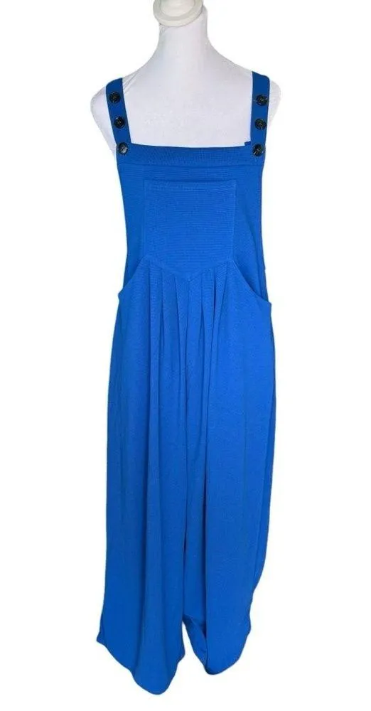 - NWT Adjustable Strap Button Plicated Waffle Overalls Sz M - Image 4