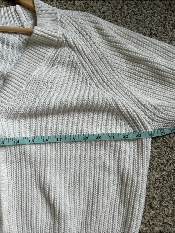 A New Dat Chunky White Cream Button-Front Knit Cardigan Neutral Casual Fall - Image 5