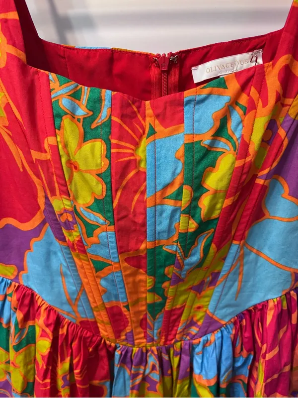 Olivaceous Bright Floral Cotton Sundress in a Vibrant Rich Floral Print NWOT - Image 4
