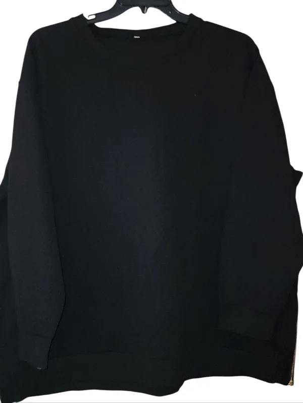 Black Ribbed Sweatshirt Size 4X - Image 3