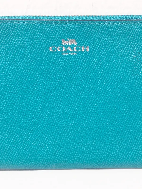 COACH Women's Blue Double Corner Zip Wristlet In Pebble Leather - Image 2