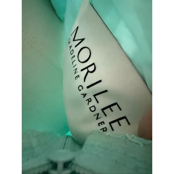 Morilee Aqua Blue Green Lace Sequin Formal Gown $185 - Image 8