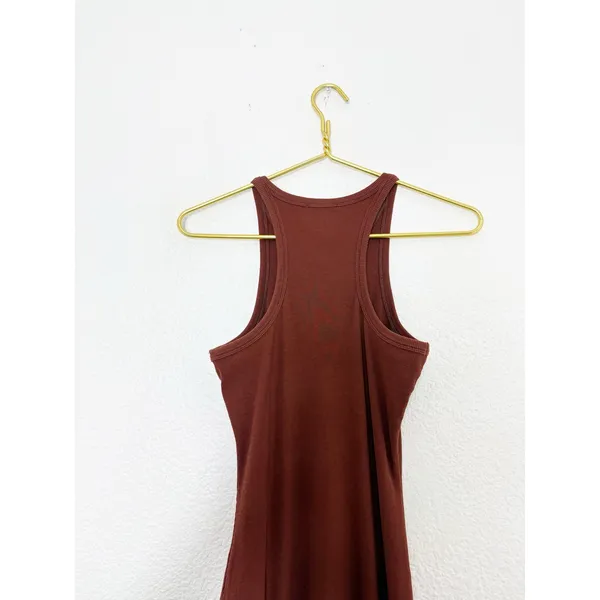 Sezane Erina Tank Midi Dress Size Small Brown Ribbed Quiet Luxury Classic - Image 12