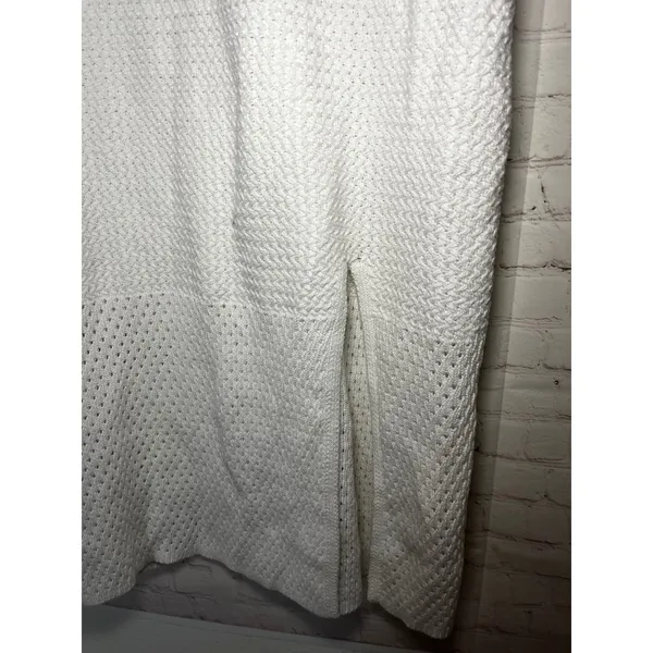 Madden NYC White Pointelle Crochet Knit Midi‎ Dress V-Neck Adjustable Straps XL - Image 3
