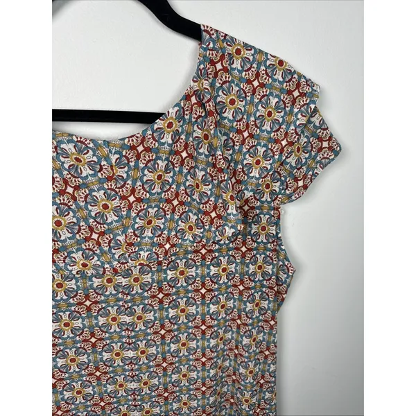 Amang NY Top Womens XL Peasant Boho V-neck Cap Sleeve Stretch‎ Colorful - Image 16