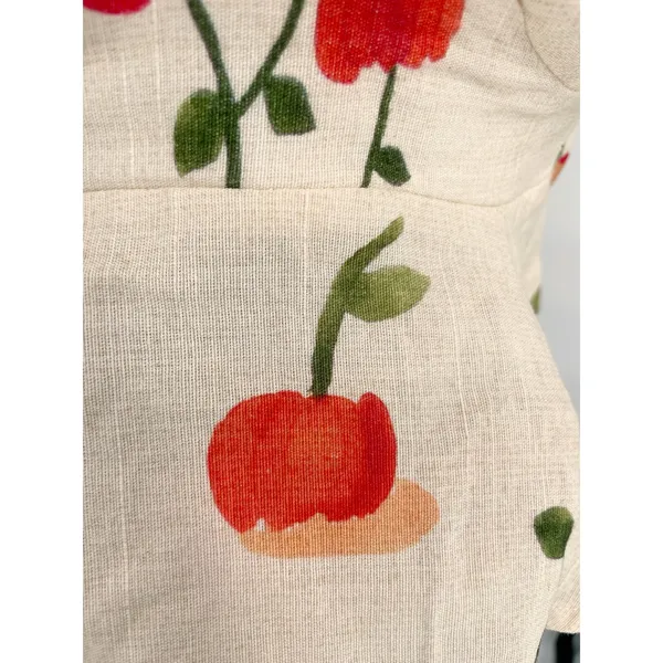 Farm Rio White Cherries Print Cherry Fruit Ruffle Crop Top Summer Blouse Size XS - Image 3