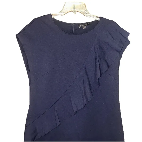 Banana Republic Navy Dress Women Sz 8 Ruffle Detail Lined Office Classic Chic - Image 2