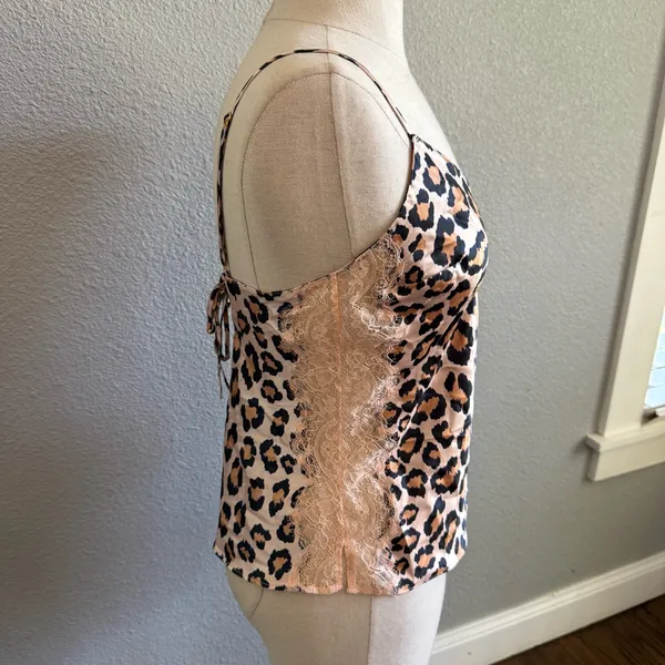 Victoria's Secret Leopard Print Cami Lace Detail‎ Lace Up Size Small - Image 3