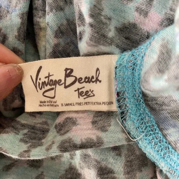 Vintage‎ Beach XS Teal Pink Leopard Off Shoulder Mini Dress Animal Print Summer - Image 6