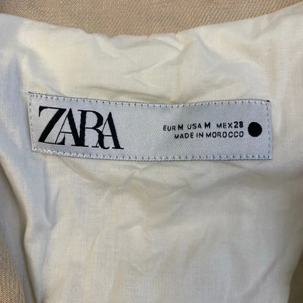 Zara Linen Beige Buttoned Blazer Womens Size M Business Preppy‎ - Image 2