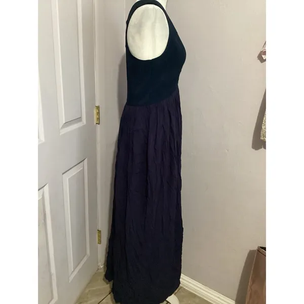 Lulus Navy Blue Sleeveless Fit & Flare Maxi V-Neck Dress Criss Cross Back M - Image 3