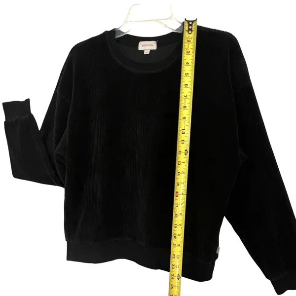 Brixton Sweater Womens Small Black Corduroy Crewneck Pullover Emo Goth Dark - Image 5