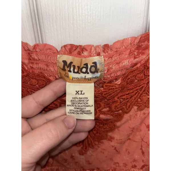 Y2K Mudd Coral Tiered Flowy Crochet Macrame Knit Boho Cami L/XL Babydoll - Image 3