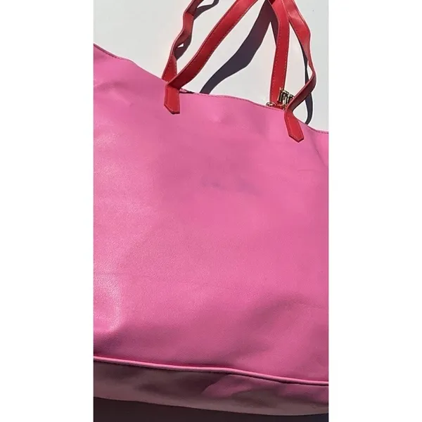 Vintage Juicy Couture Large Pink Leather Red Velvet Y2K Summer Travel Bag - Image 15