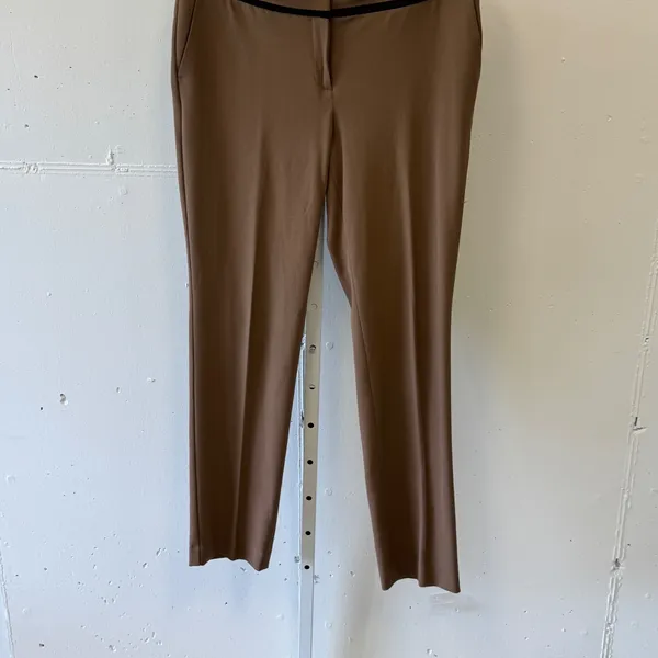 Ann‎ Taylor Women's Camel Brown Dress Pants Black Trim Straight Leg Sz 10 Career - Image 4