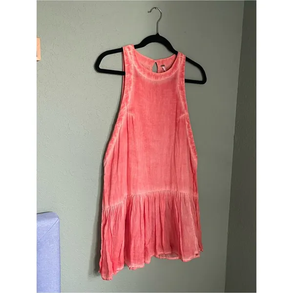 Free People Breathless Moments Tunic Dress Size Small Peach Coral Cotton - Image 2