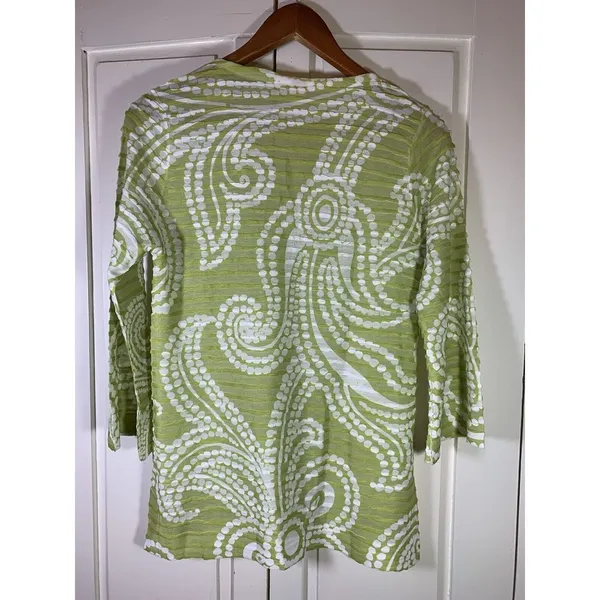 Before + Again Top Women's Small Green Floral Burnout Boho‎ Casual Sophisticated - Image 4