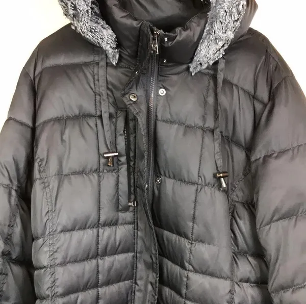 Nautica Women’s Black Puffer Faux Fur Hood Zipper Button-Up Fall Winter Jacket - Image 4