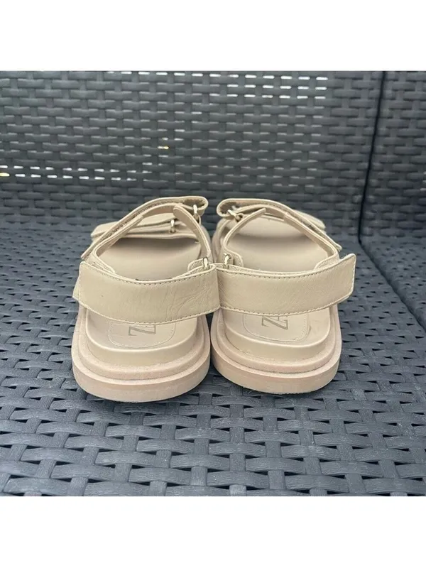 Zara Leather Platform Chunky Dad Sandals - Cream/Beige - Size 38 - Image 5