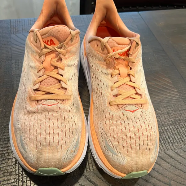 Hoka Clifton 8 melon color running shoes 8.5B women - Image 2