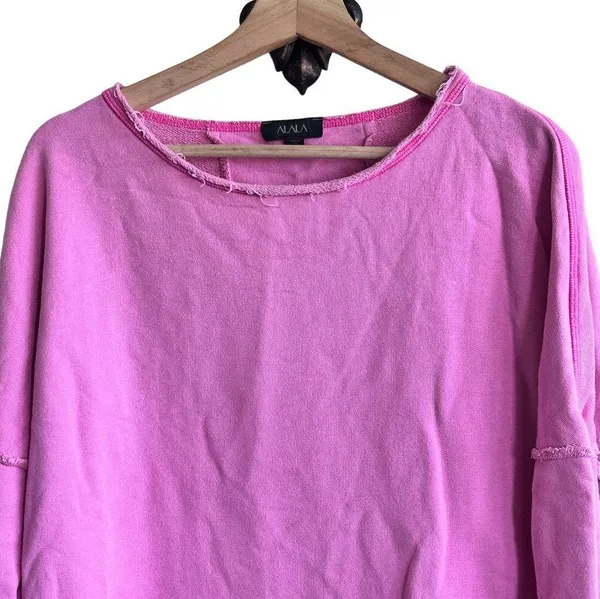 ALALA Revolve Cypher Distressed Sweatshirt Pink Pullover Small - Image 4