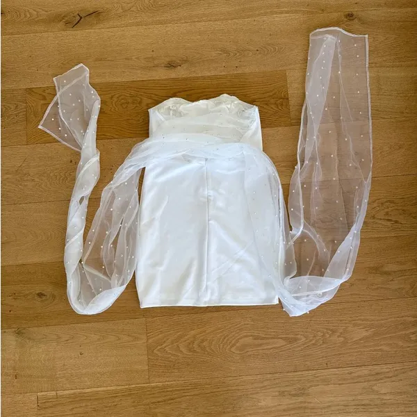 Lulu's - Flawless Entrance Pearl Organza Bow Strapless Mini Dress in White - Image 5