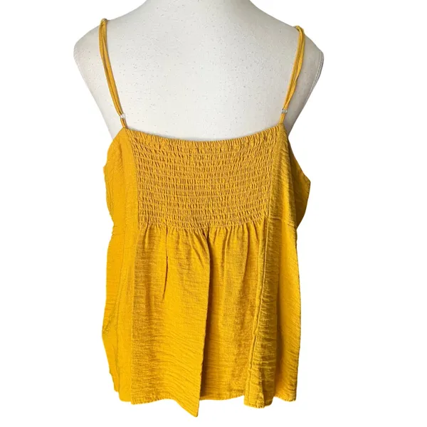 Banana Republic Womens XXL‎ Mustard Yellow Twist Front Smocked Back Camisole Top - Image 3