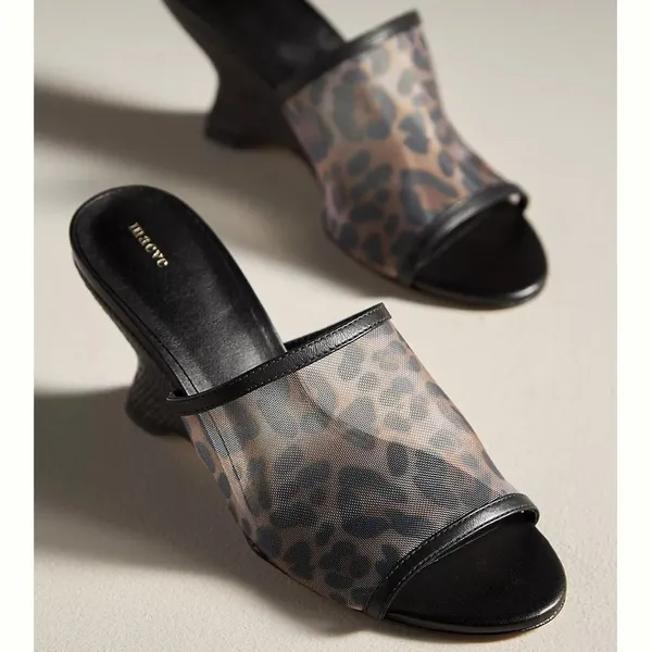 NWT Anthropologie Maeve Leopard Mesh Mule Heels Size 7 - Image 2