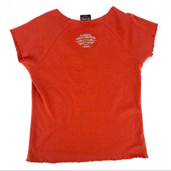 Harley Davidson women’s‎ orange Eagle shirt FT Worth Texas small - Image 5