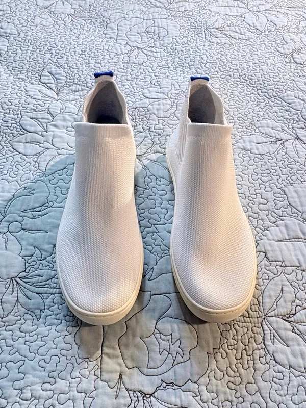 💥Rothy’s The Chelsea White Knit Slip-On Sneaker Boots Women’s Sz 6.5🧡 - Image 11
