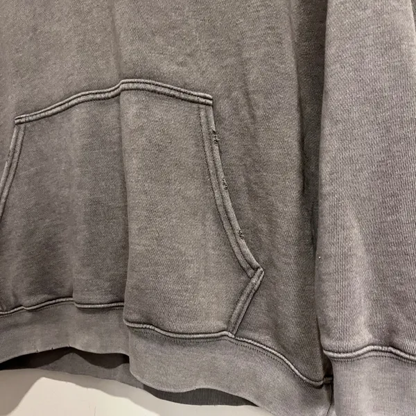 Aerie Sweatshirt Hoodie Notch Neck Taupe Brown Distressed Oversized XS‎ - Image 3