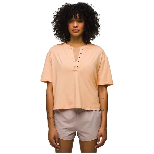 Prana Soul Searcher‎ Tan Striped Short Sleeve Henley, Medium - Image 2