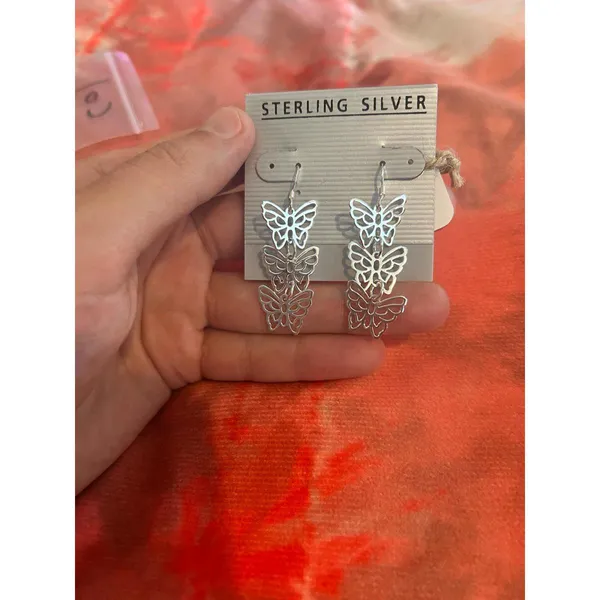Earrings 925 sterling silver butterfly c01 - Image 3